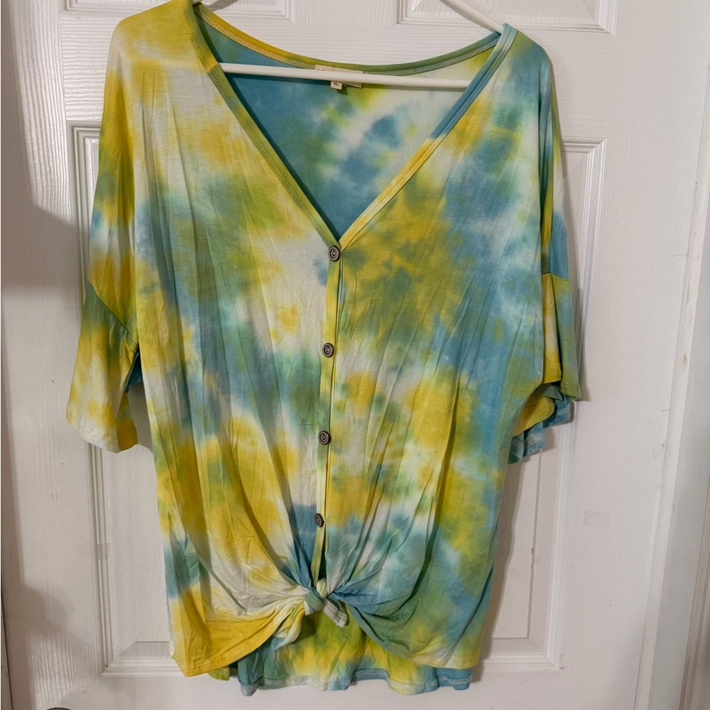 Vibrant Tie-Dye Button-Down Top